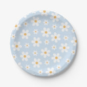 Assiettes en papier bleu Retro Daisy (Devant)