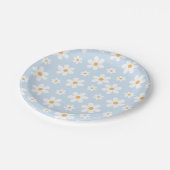 Assiettes en papier bleu Retro Daisy (Angle)