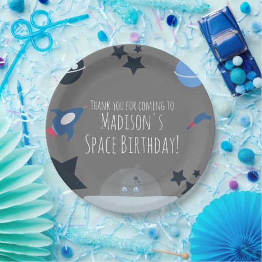 Assiettes en papier bleues thème alien pour annive (Fête)