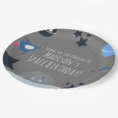 Assiettes en papier bleues thème alien pour annive (Angle)