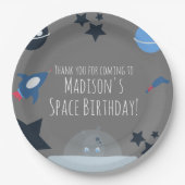 Assiettes en papier bleues thème alien pour annive (Devant)