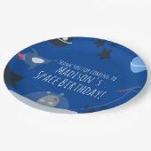 Assiettes en papier bleues thème alien pour annive (Angle)