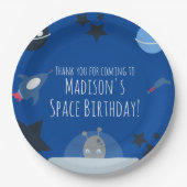 Assiettes en papier bleues thème alien pour annive (Devant)
