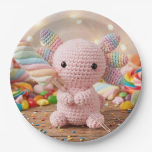 Assiettes en papier Bonbons Pastel Rose Axolotl Cr