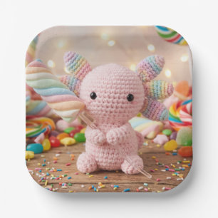 Assiettes en papier Bonbons Pastel Rose Axolotl Cr