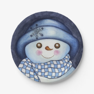Assiettes en Papier Bonhomme de Neige Fête de Noël