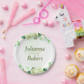 Assiettes en papier botanique vert (Fête)