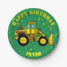 Assiettes en papier Bulldozer