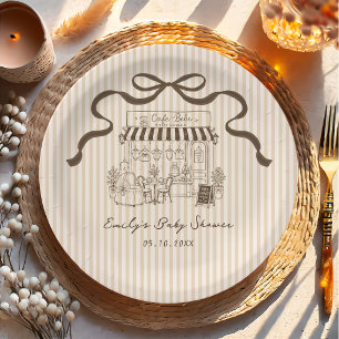 Assiettes en papier Café Bébé rayé Baby Shower Par