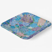 Assiettes en papier carrées 9" Blue Haze Floral (Angulaire)
