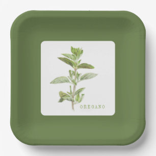 ASSIETTES EN PAPIER CARRÉES 9" ORIGAN FRAIS - Vert