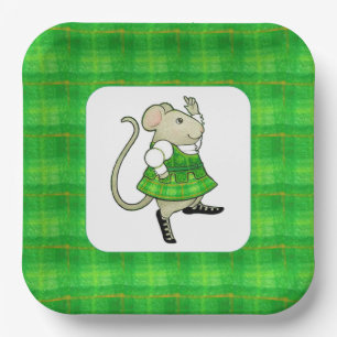 ASSIETTES EN PAPIER CARRÉES 9" SOURIS JIG IRLANDAI