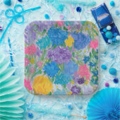 Assiettes en papier carrées de 9" Floral Majesty (Fête)