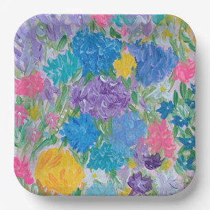 Assiettes en papier carrées de 9" Floral Majesty