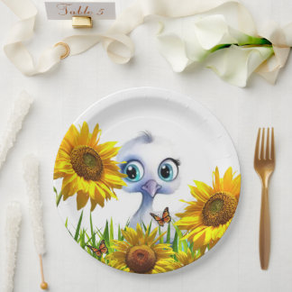 Assiettes en papier carrées papillon tournesol can