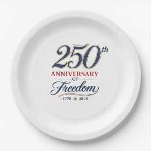Assiettes en papier célébrant 250 ans de liberté