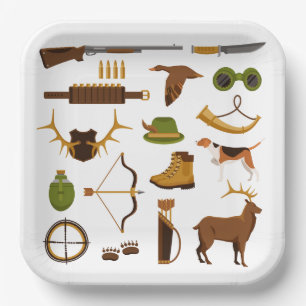 Assiettes en papier Chasseur, Fête de chasse au ce