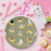 Assiettes en papier Chat Banane (Fête)