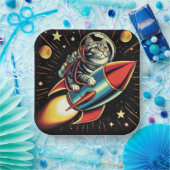 Assiettes en papier chat de l'espace ! (Fête)