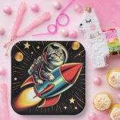 Assiettes en papier chat de l'espace ! (Fête)