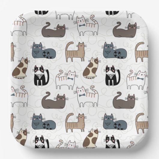 Assiettes en papier Chat, Fête de Kitty Kitten (Recto)