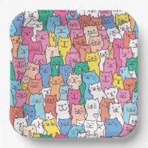 Assiettes en papier Chat, Fête de Kitty Kitten