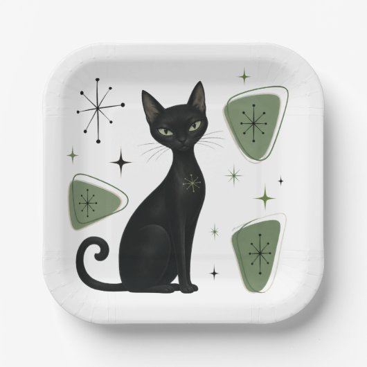 Assiettes en papier Chat Rétro (Recto)