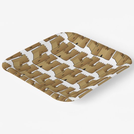 Assiettes en papier châteaux de sable thème plage (Angulaire)