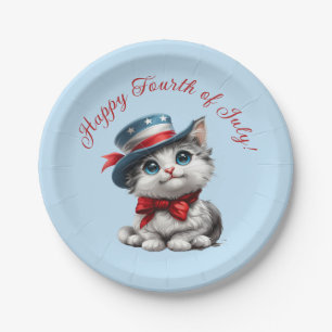 Assiettes en papier chaton patriotique mignon 4 ju