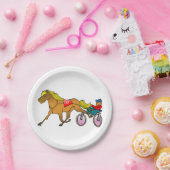 Assiettes en papier Cheval de course et buggy (Fête)