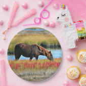 Assiettes en papier Cheval sauvage mangeant dans l (Fête)