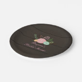 Assiettes en papier Chic Bois foncé et fleurs rust (Angle)