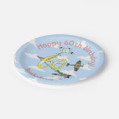 Assiettes en papier Ciel Bleu 60 ans Spitfires (Angle)