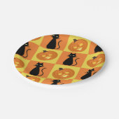 Assiettes en papier citrouille et chat. (Angle)