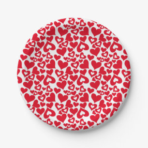 Assiettes en papier coeurs de la Saint-Valentin