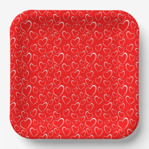 Assiettes en papier coeurs de la Saint-Valentin