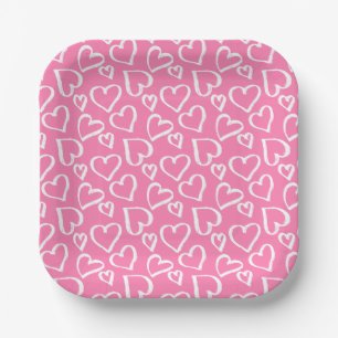Assiettes en papier coeurs de la Saint-Valentin