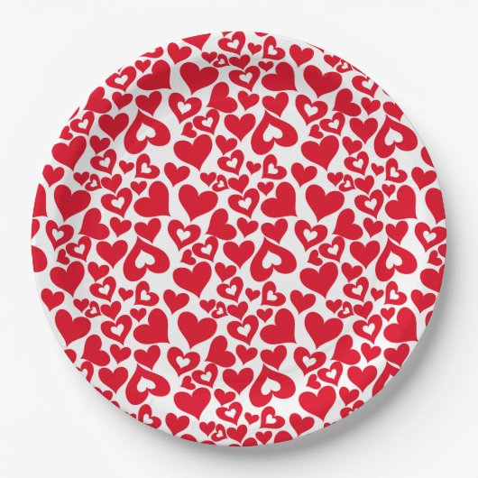 Assiettes en papier coeurs de la Saint-Valentin (Devant)