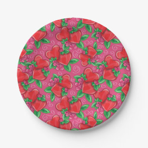 Assiettes en papier Cœurs et Amour