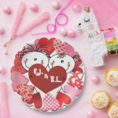 Assiettes en papier Cœurs Monogrammés (Fête)