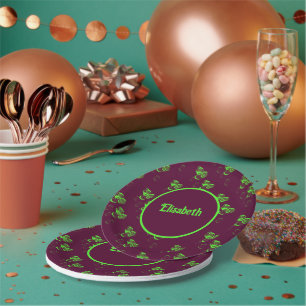assiettes en papier cœurs verts