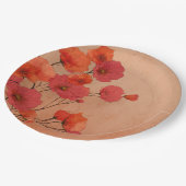 Assiettes en papier coquelicots rouges (Angle)
