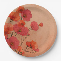 Assiettes en papier coquelicots rouges