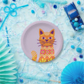 Assiettes en papier crâne de chat Jour des morts (Fête)