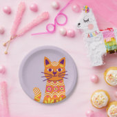 Assiettes en papier crâne de chat Jour des morts (Fête)