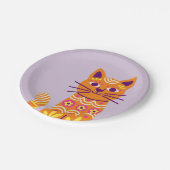 Assiettes en papier crâne de chat Jour des morts (Angle)