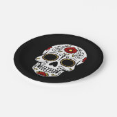 Assiettes en papier crâne de sucre noir Jour des m (Angle)