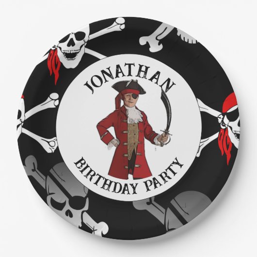Assiettes en Papier Crânes de Pirates (Devant)