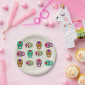 Assiettes en papier crânes de sucre (Fête)