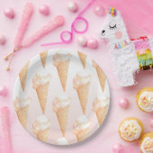 Assiettes en papier crème glacée rose aquarelle (Fête)